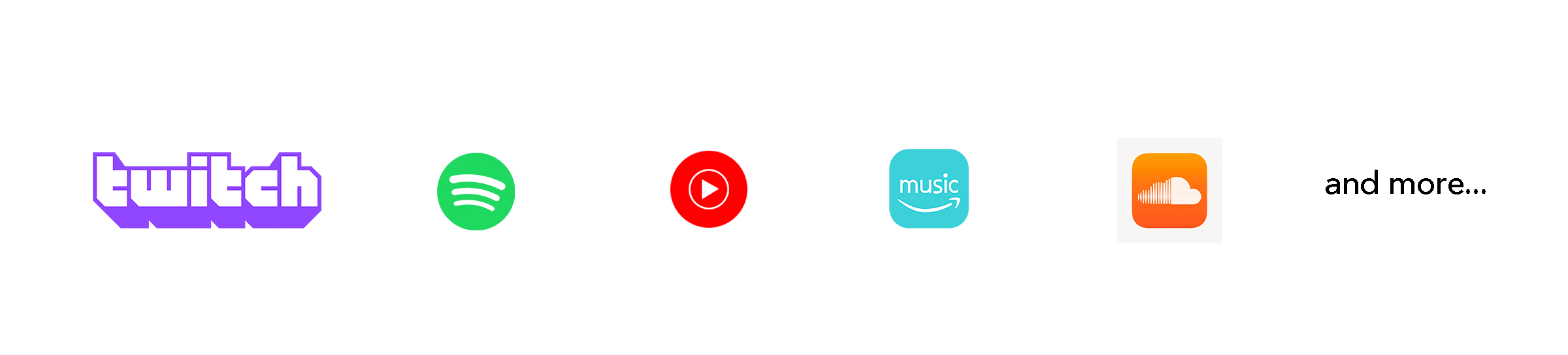 5 logos for some of the streaming sharing tools for our APP.